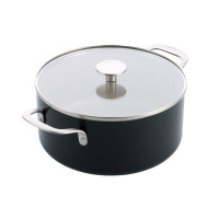 Кастрюля с крышкой KitchenAid АС, 24 см, 4,91 л, с керам покрытием, матовый черный (CC010162-001)