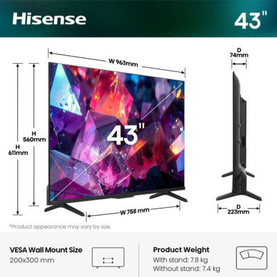 Телевізор Hisense QLED 43E7S PRO