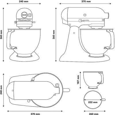 Кухонна машина KitchenAid Artisan 4,8 л 5KSM175PSEPL з відкидним блоком, порцеляновий білий