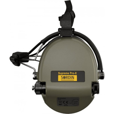 Активні навушники для стрільби Sordin Supreme Pro-X Neckband Olive із заднім тримачем під шолом