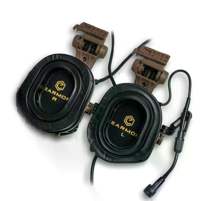 Активні захисні навушники Earmor M32X PLUS (CB) Coyote з гарнітурою та кріпленням на шолом