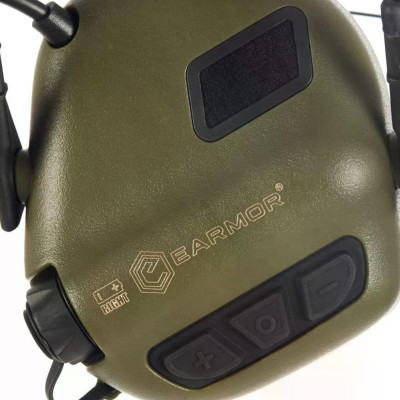 Активні захисні навушники Earmor M32X PLUS (FG) Olive з гарнітурою та кріпленням на шолом