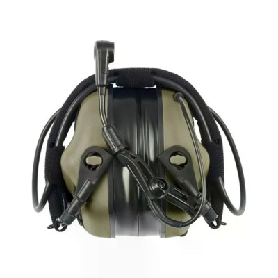 Активні захисні навушники Earmor M32X PLUS (FG) Olive з гарнітурою та кріпленням на шолом