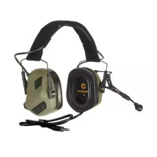 Активні захисні навушники Earmor M32X PLUS (FG) Olive з гарнітурою та кріпленням на шолом