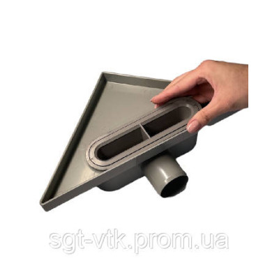 Трап кутовий з пластиковим корпусом і нержавіючої решіткою