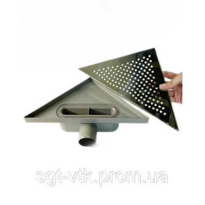 Трап кутовий з пластиковим корпусом і нержавіючої решіткою