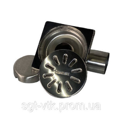 Трап з нержавіючої сталі SLIM 10*10см, вертикальний, D50