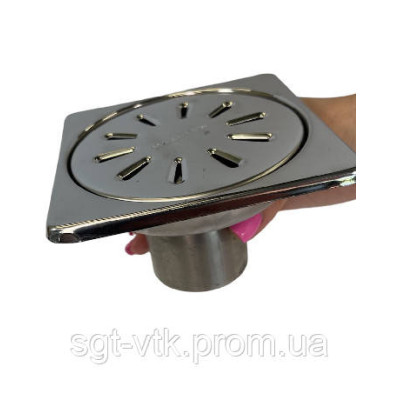 Трап з нержавіючої сталі SLIM 10 * 10см, горизонтальний, D50