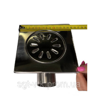 Трап з нержавіючої сталі SLIM 10 * 10см, горизонтальний, D50