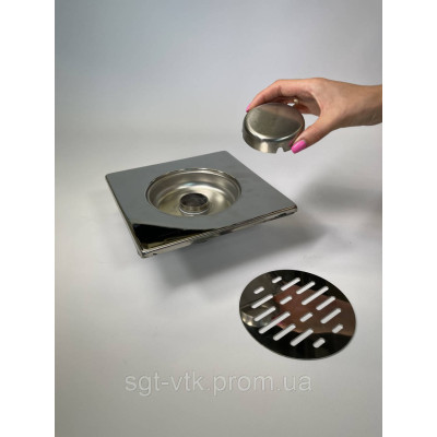 Трап з нержавіючої сталі SLIM 20 * 20см, вертикальний, D50