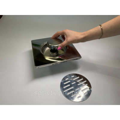 Трап з нержавіючої сталі SLIM 20 * 20см, горизонтальний, D50