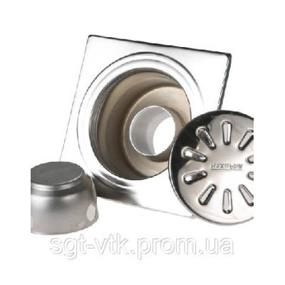 Трап з нержавіючої сталі 10*10см, вертикальний, D50