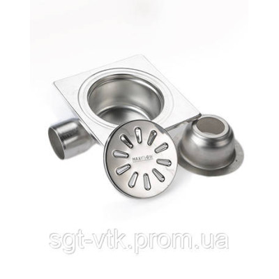 Трап з нержавіючої сталі 10*10см, вертикальний, D50