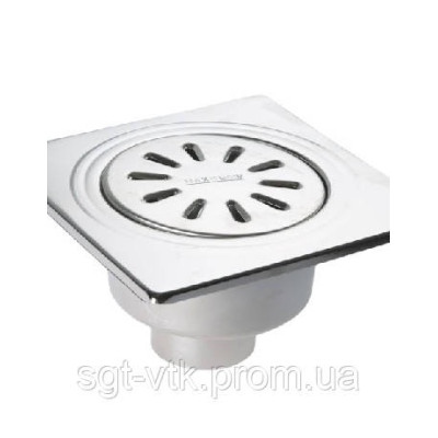 Трап з нержавіючої сталі 10*10см, горизонтальний, D50