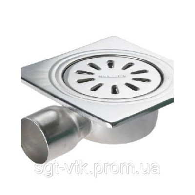 Трап з нержавіючої сталі 15*15см, вертикальний, D50