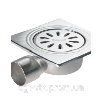 Трап з нержавіючої сталі 15*15см, горизонтальний, D50