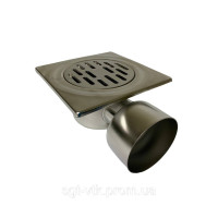 Трап з нержавіючої сталі 20*20см, горизонтальний, D100