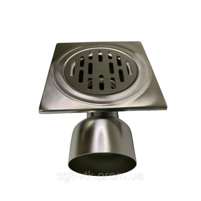 Трап з нержавіючої сталі 20*20см, горизонтальний, D100