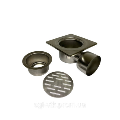 Трап з нержавіючої сталі 20*20см, горизонтальний, D100