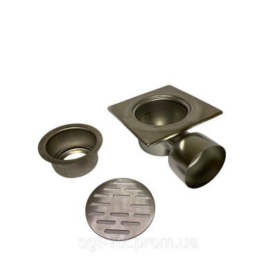 Трап з нержавіючої сталі 20*20см, горизонтальний, D100